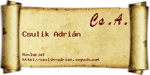 Csulik Adrián névjegykártya
